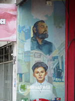 Mural en Homenaje a Julio Cortazar sobre esquina de Maipú y Belgrano en Banfield Este