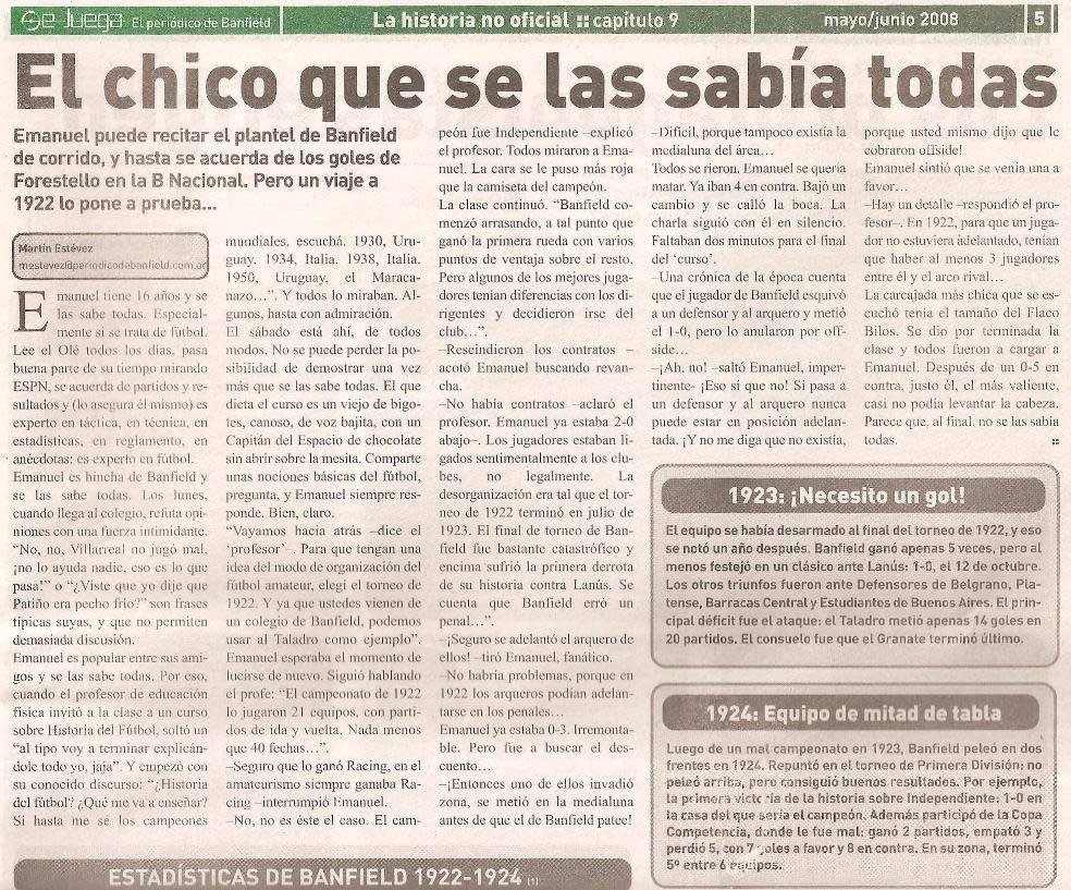 "El chico que se las sabía todas", por Martín Estévez La historia no oficial de Banfield: Capítulo 9 (1922-1924)